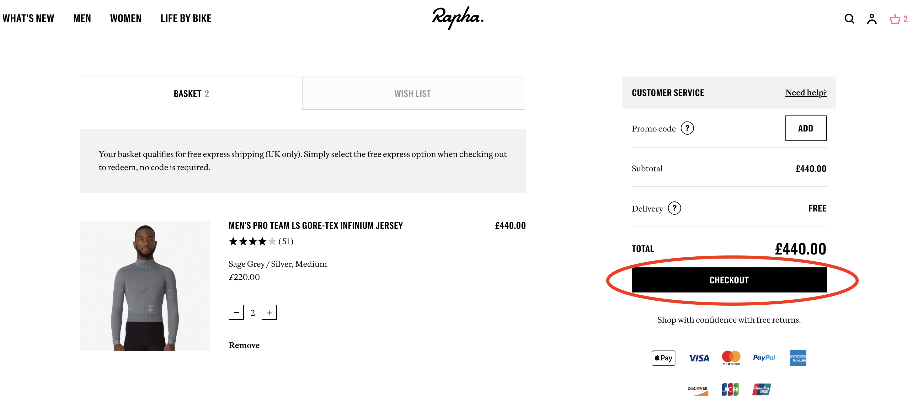 Cart checkout button