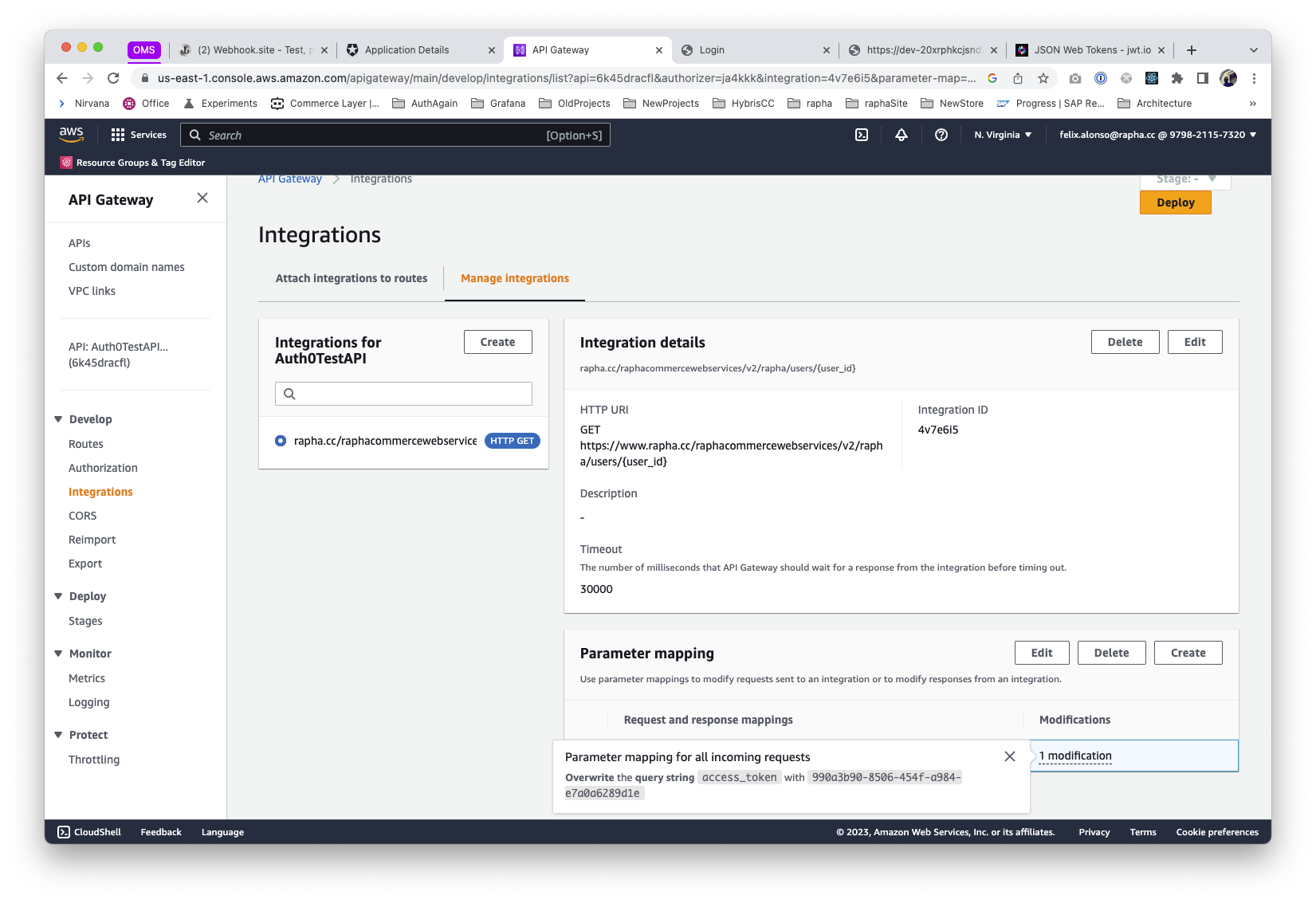AWS API endpoint configuration - Integration