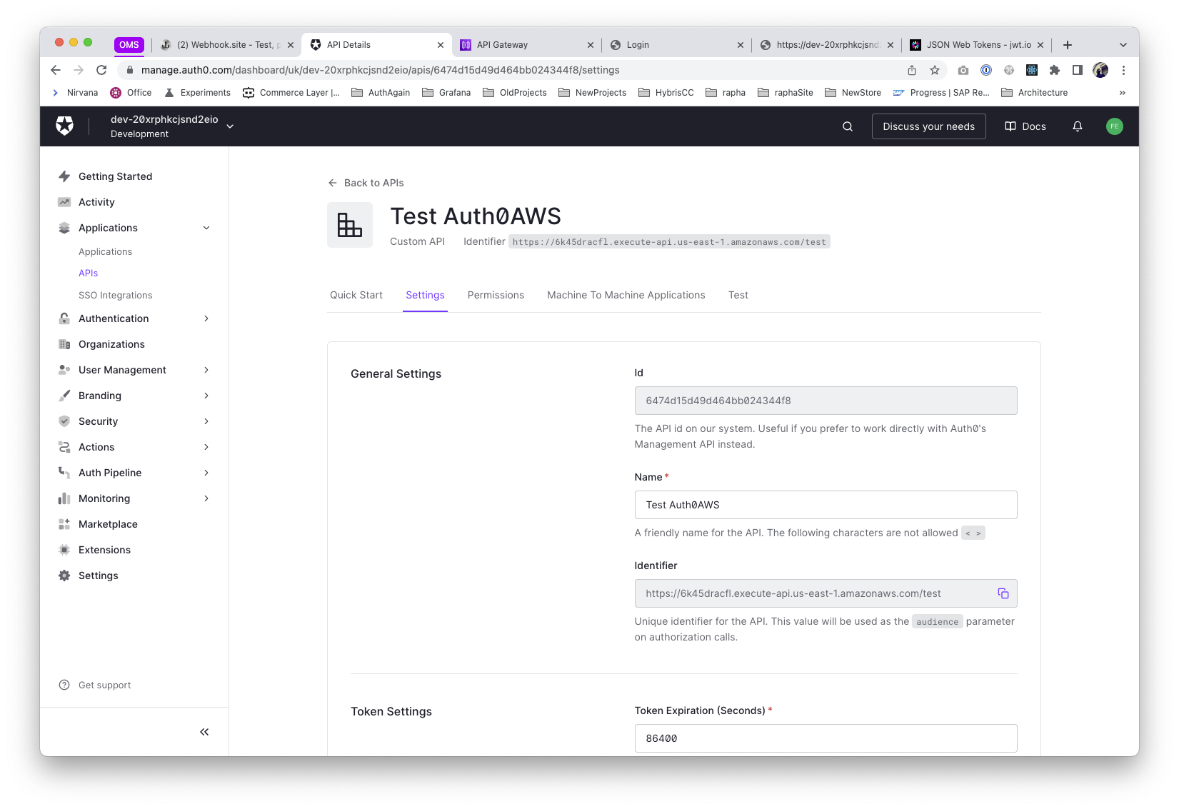 Auth0 API configuration - default