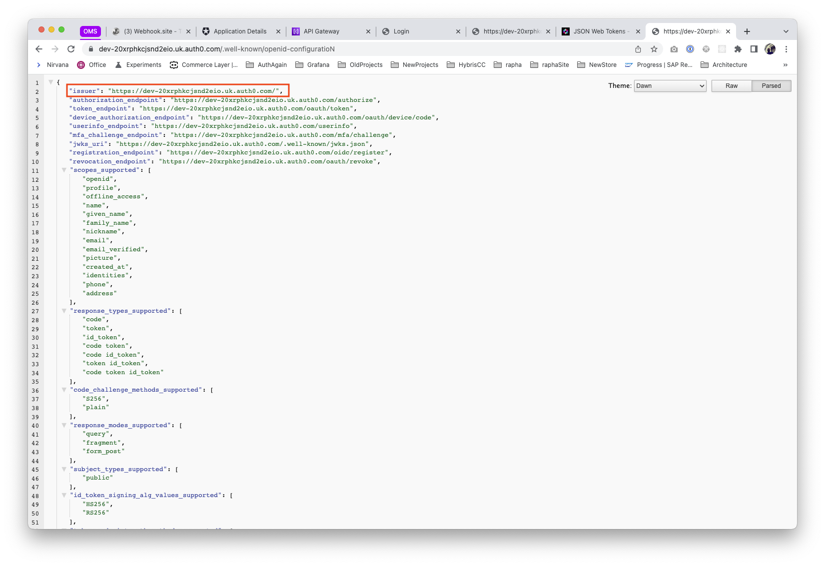 Auth0 App configuration - openid