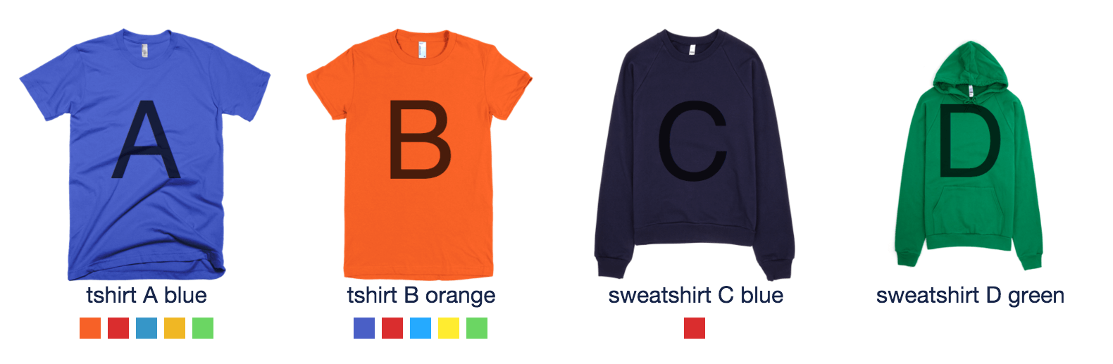 One colour for each design